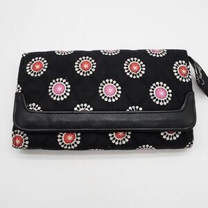 Vera Bradley Tri-Fold Black Quilted Wallet